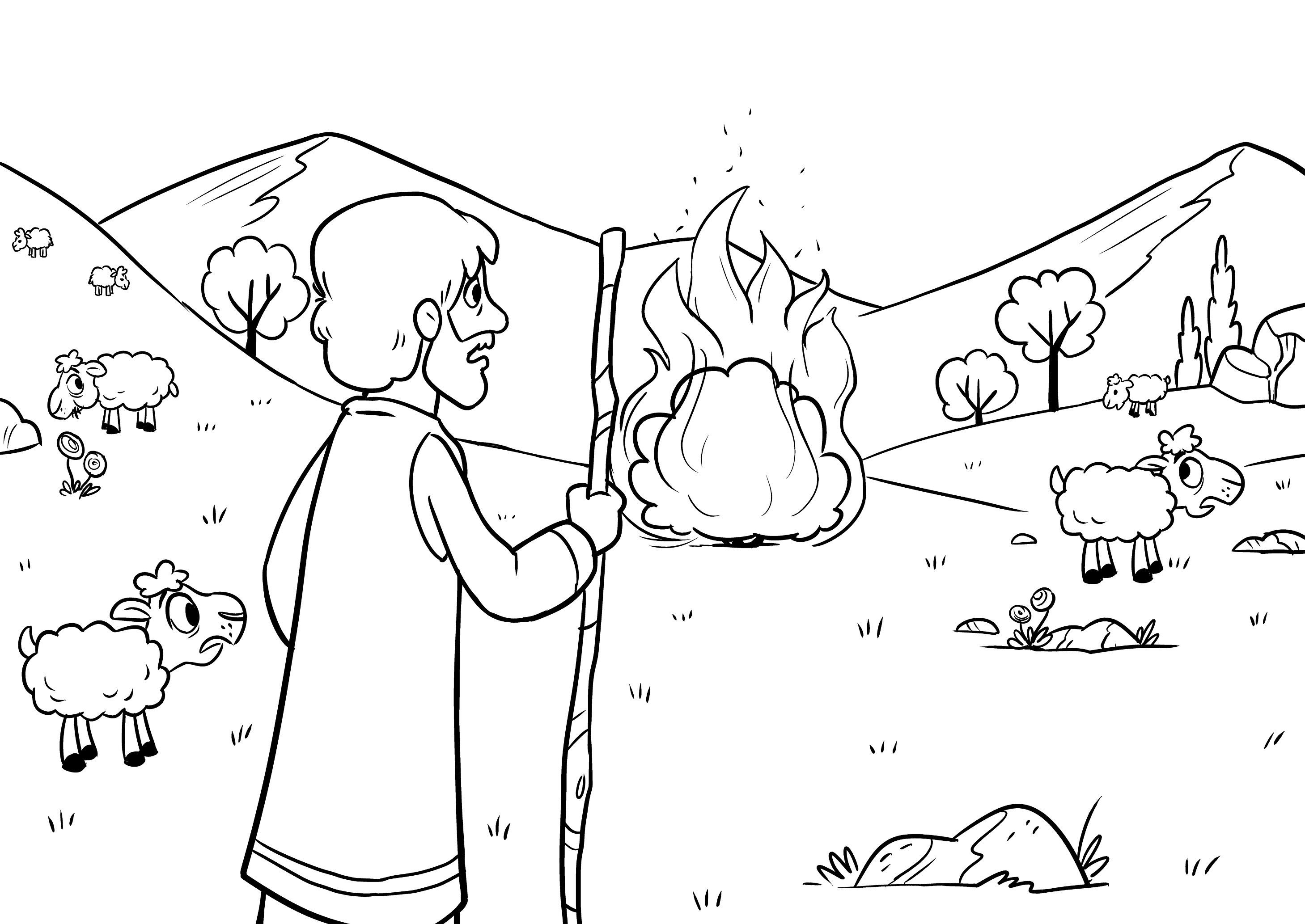 2918x2067 Moses And Burning Bush Coloring Pages Beautiful Moses And