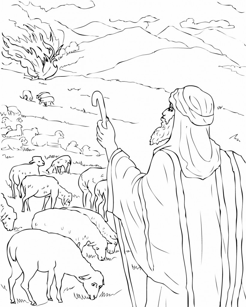 821x1024 Awesome Moses And The Burning Bush Coloring Pa