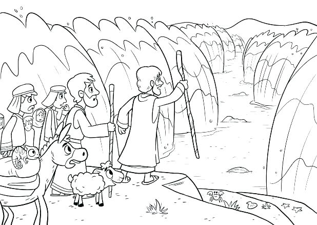 618x438 Moses Parting Red Sea Coloring Page Crossing The Of And Fuhrer