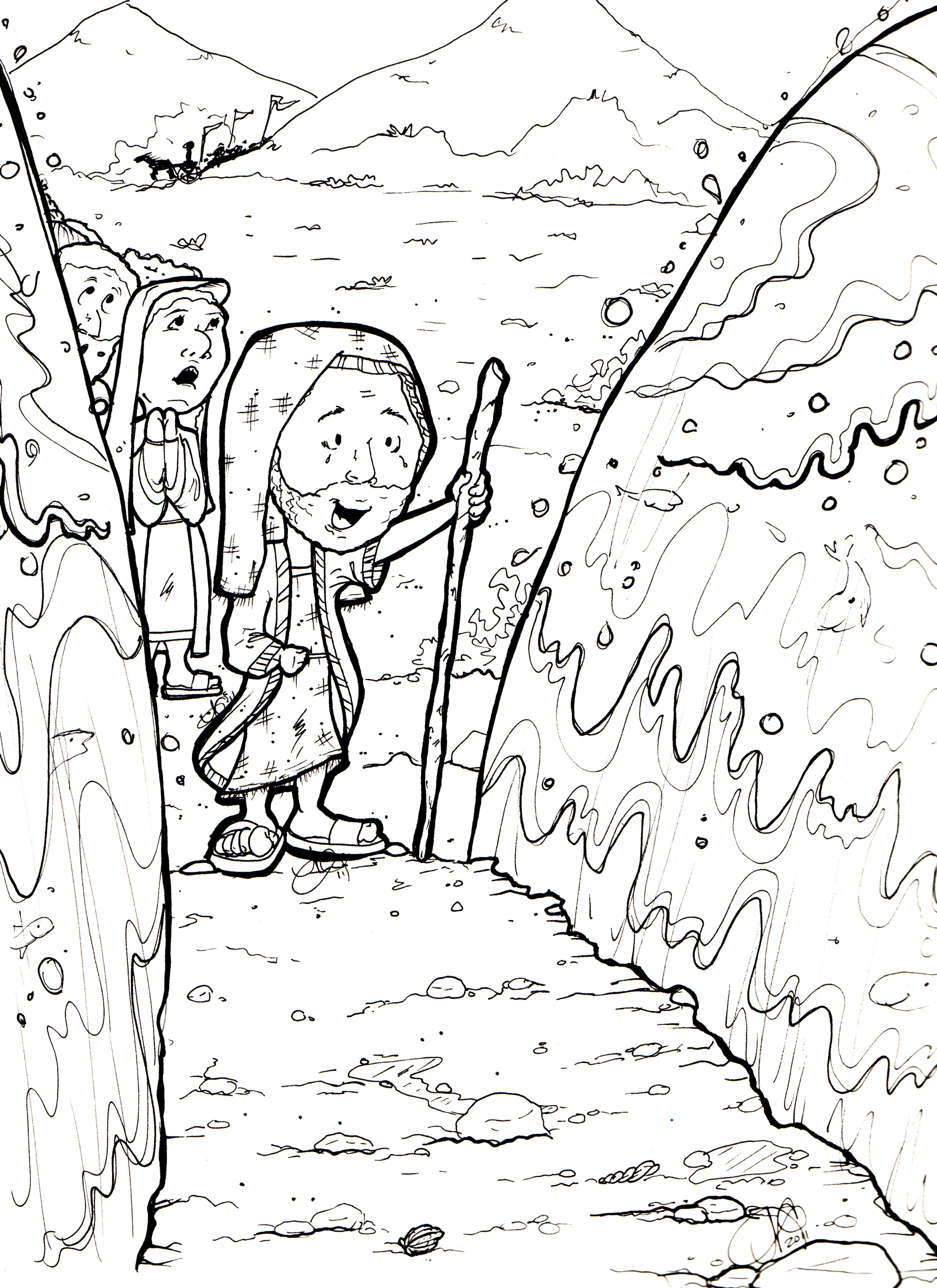 2552x3508 Printable Moses Parting The Red Sea Coloring Pages Free Coloring