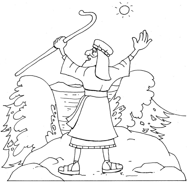 600x587 Coloring Pages Moses At The Red Sea, Moses Parting The Red Sea