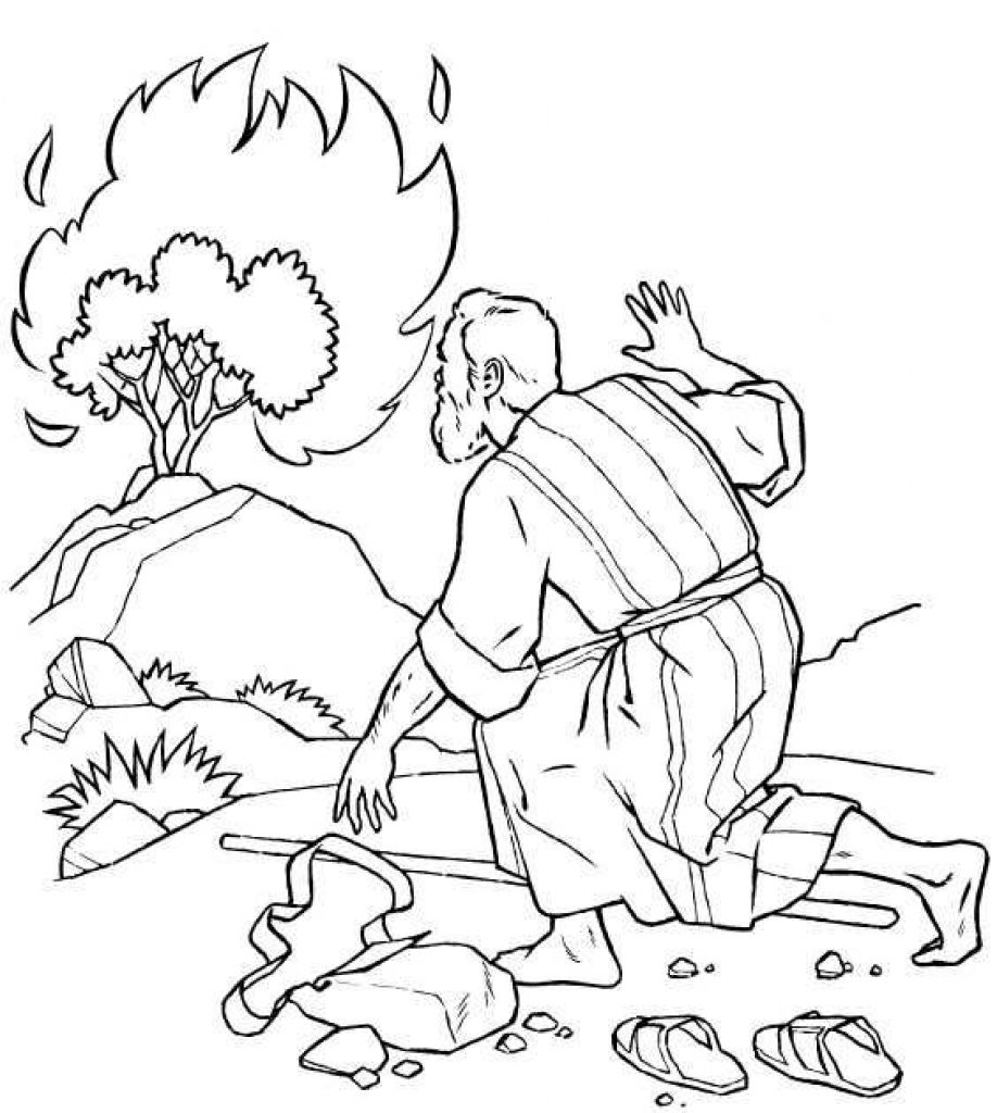 918x1024 Moses Coloring Pages Burning Bush Cute Moses And The Burning Bush