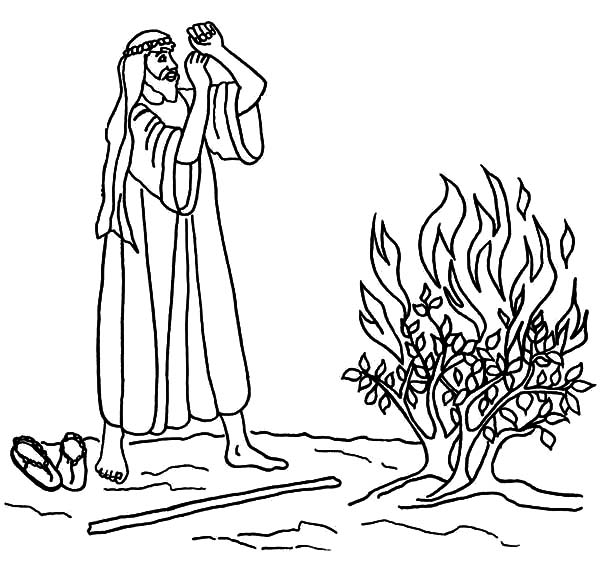 600x575 Burning Bush Moses Coloring Pages