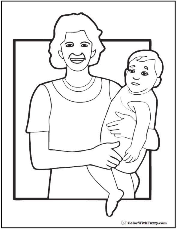Mother And Baby Coloring Pages