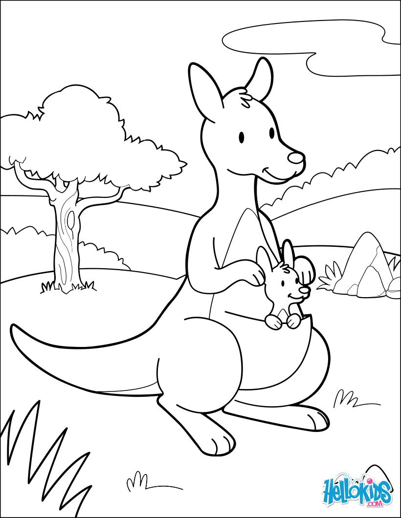 820x1060 Mother Kangaroo And Her Baby Coloring Pages