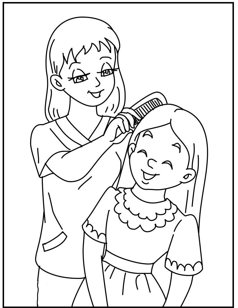 820x1060 Superior Mother And Daughter Coloring Pages Mom Page Free