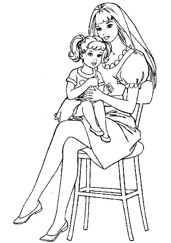 595x842 Coloring Pages Mother Child Free Coloring Pages Barbie Free Barbie