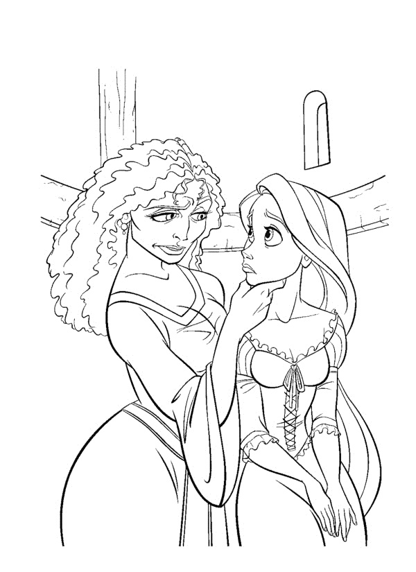 600x825 Rapunzel And Mother Gothel Coloring Pages