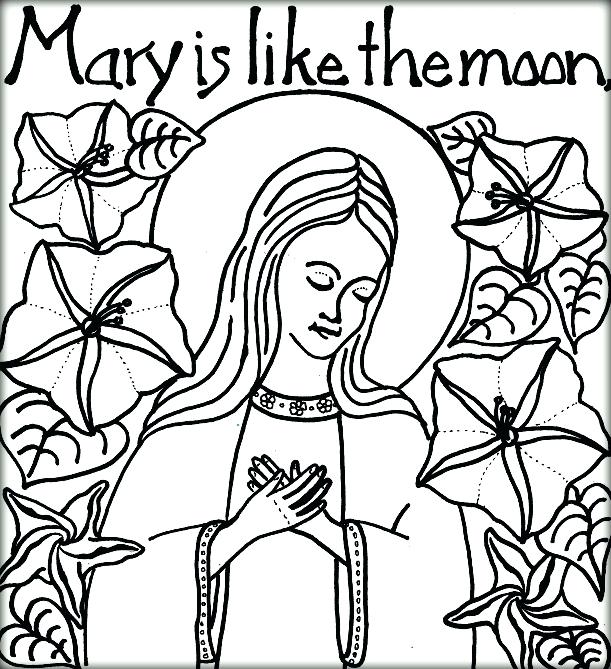 611x669 Virgin Mary Coloring Page Bible Virgin Like Moon Mother Mary