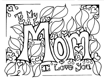 350x270 Mother's Day Coloring Page For Mom. Birthday. By Miss Jenny Designs