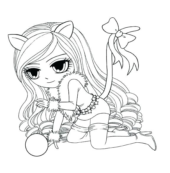 576x588 Anime Coloring Pages For Girls Good Anime Cat Girl Coloring Pages