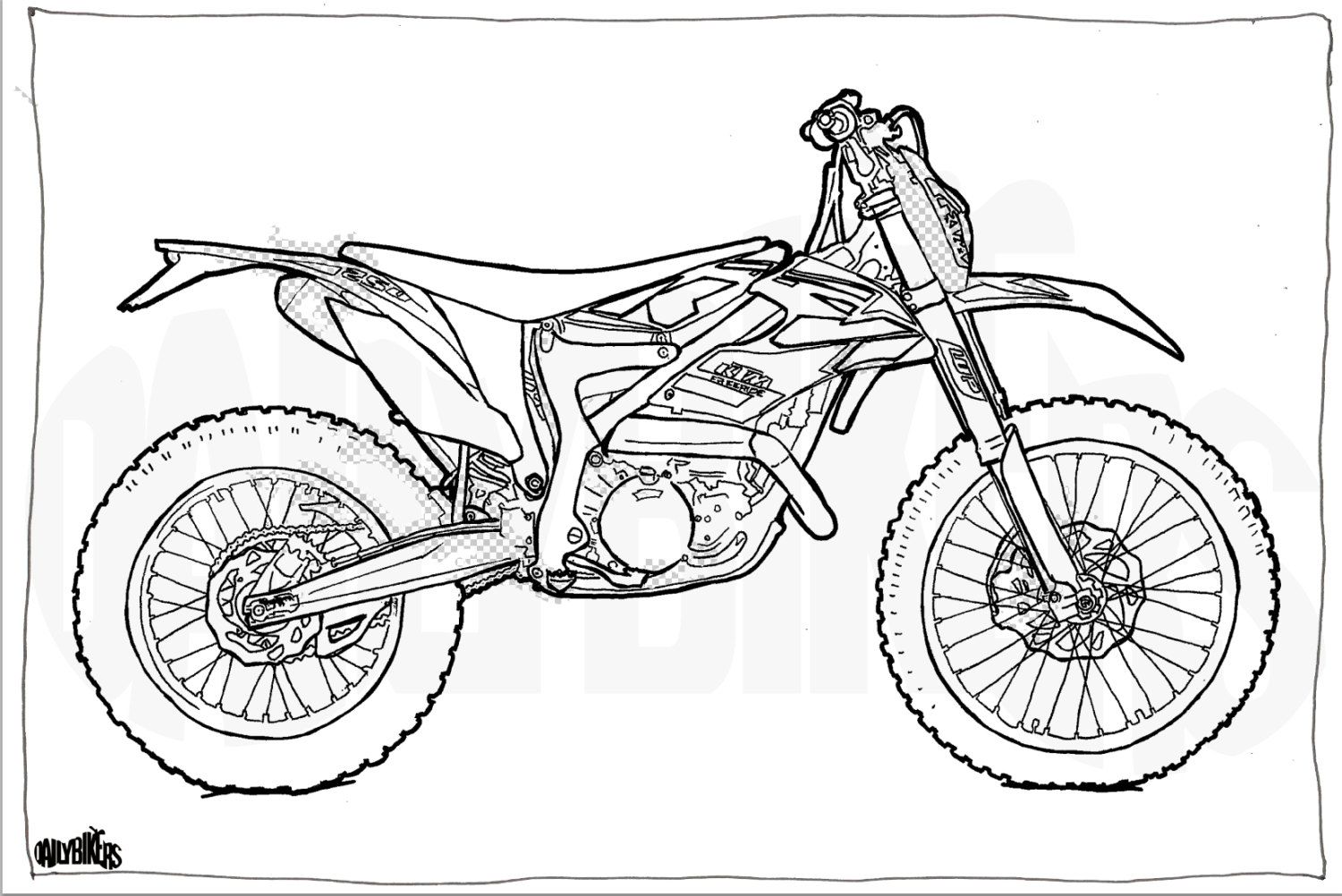 1500x1002 Ktm Freeride Motorcycle Colouring Page