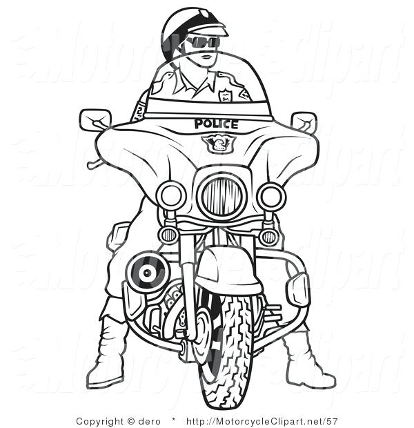 600x620 Police Motorcycle Coloring Pages Outline Of A Motorcycle Police