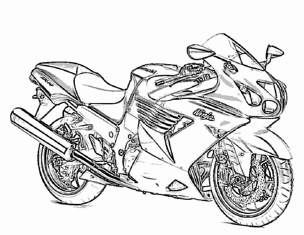 1056x816 Motorcycle Coloring Pages To Print Free Printable With Bike Color