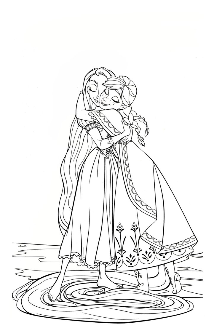 722x1107 Coloring Page Annaxrapunzel Hug By Cancersyndromedits