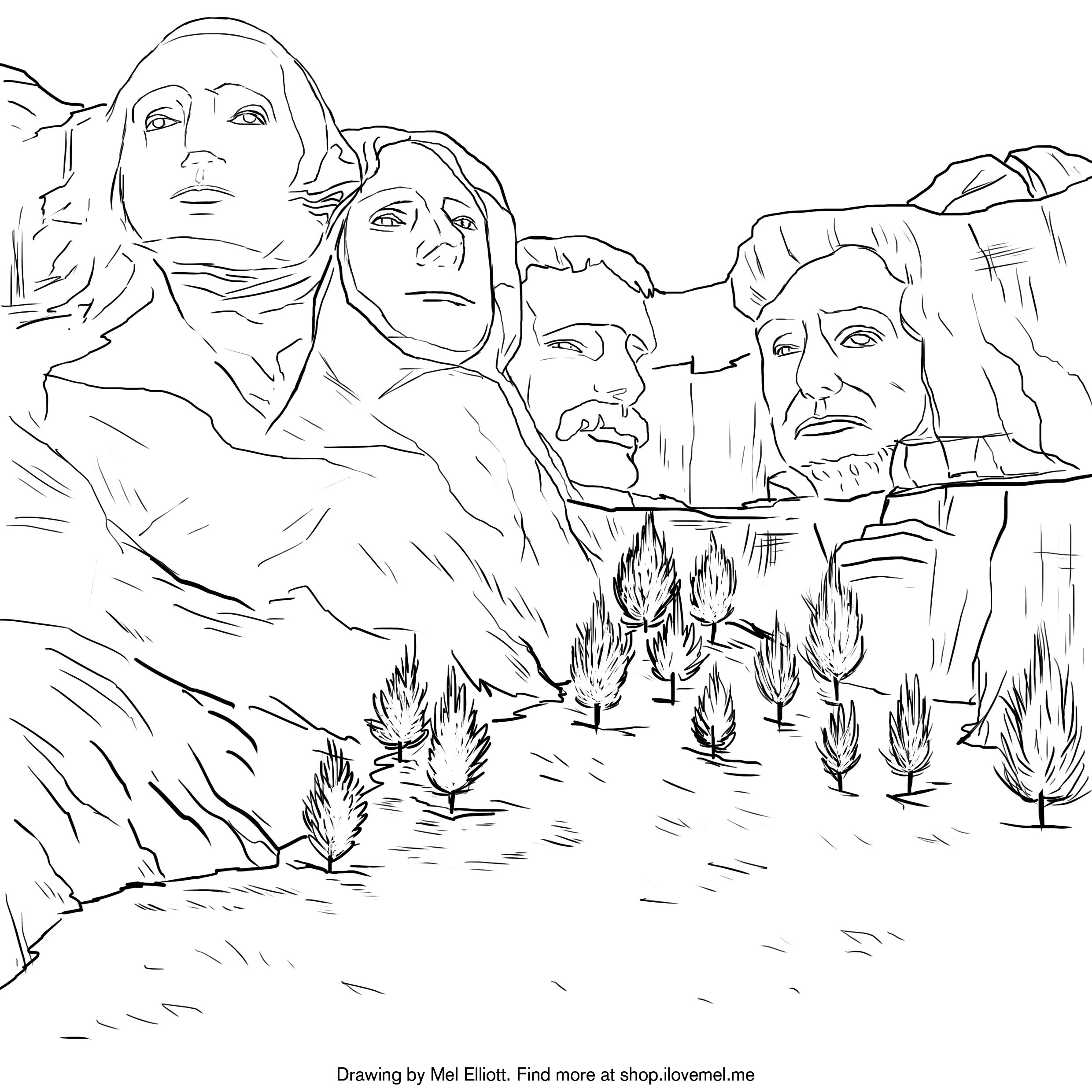 2480x2480 Mount Rushmore Coloring Page I Love Mel