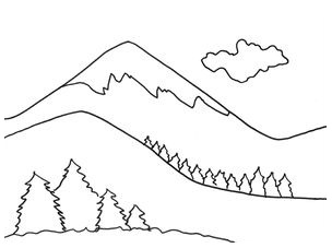 304x227 A Downhill Skier In The Mountains Coloring Page