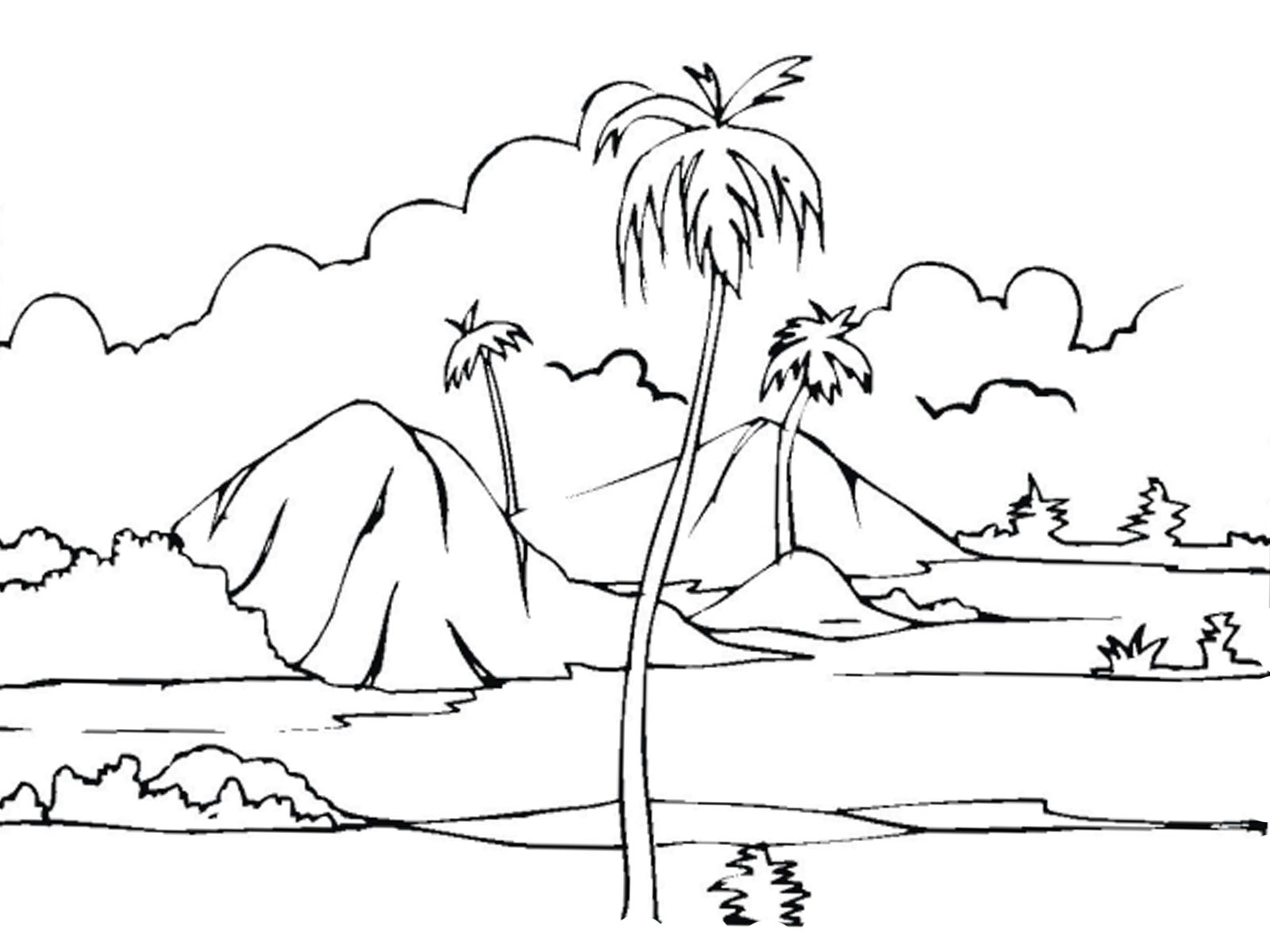 1600x1200 Nature Coloring Page For Kids Lovely Mountain Landscape Pages