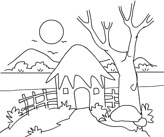 550x460 Scenery Coloring Pages Scenery Coloring Pages Mountain Scenery