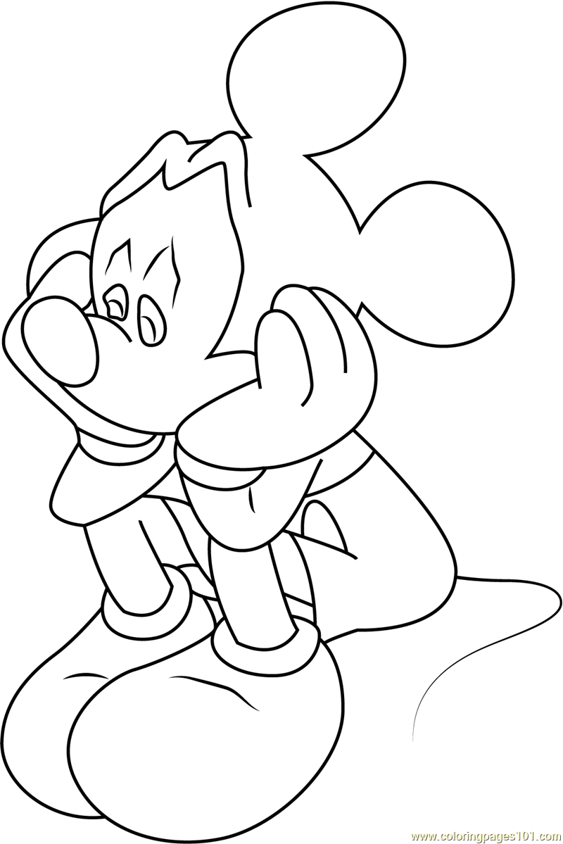 800x1199 Sad Mickey Mouse Coloring Page