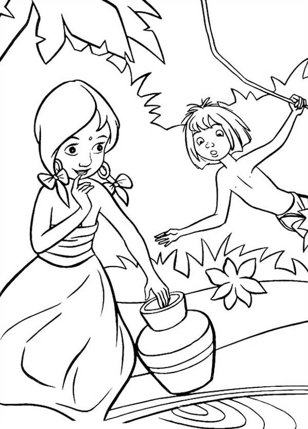 600x834 Mowgli Teasing Shanti In Jungle Book Coloring Pages Bulk Color