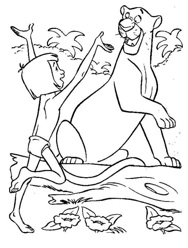 600x789 The Jungle Book, Mowgli Is Happy Meet Bagheera In The Jungle