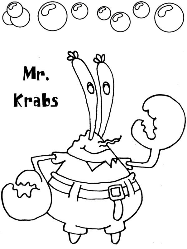 600x800 Mr Krabs Play With Bubles Coloring Page