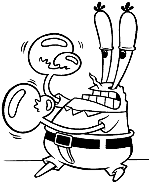 600x740 Mr. Krabs Coloring Page For Children To Print Or Download For Free