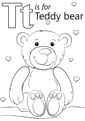 329x465 Letter T Is For Teddy Bear Coloring Page Free Printable
