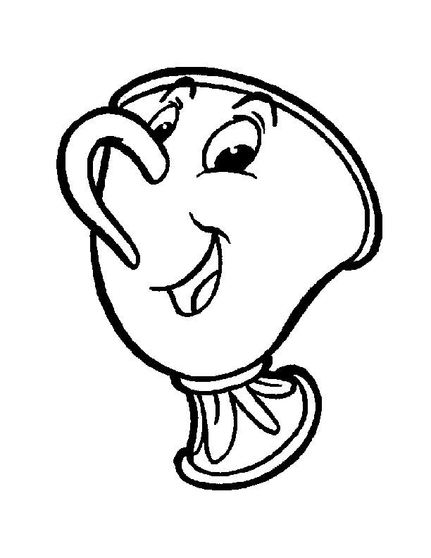 612x792 Beauty And The Beast Chip Coloring Page