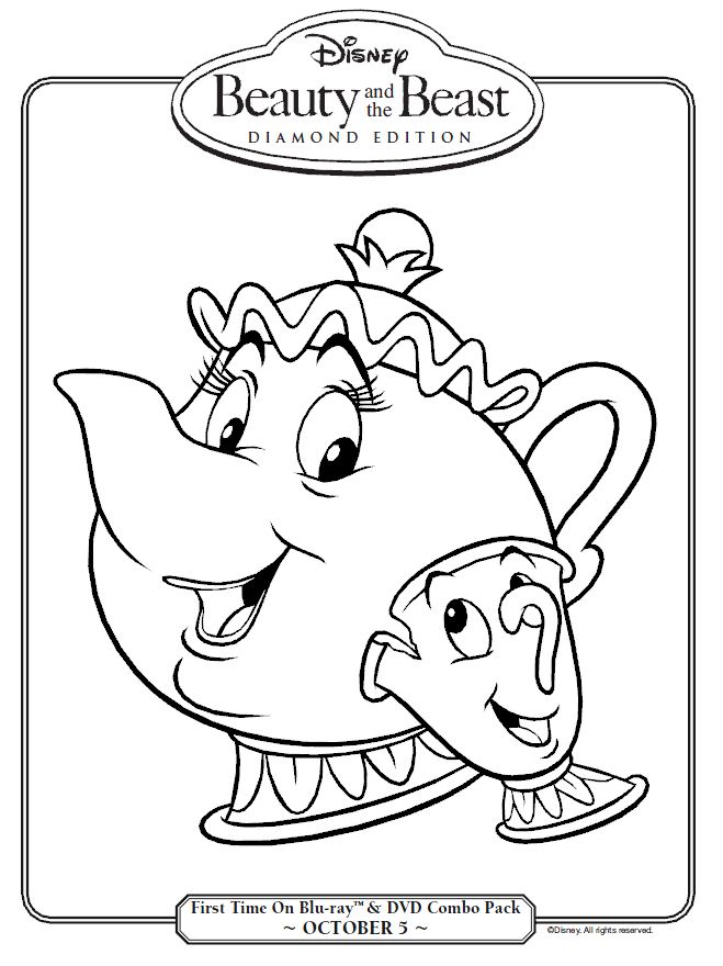 659x880 Beauty And The Beast Mrs Potts And Chip Coloring Page Kids