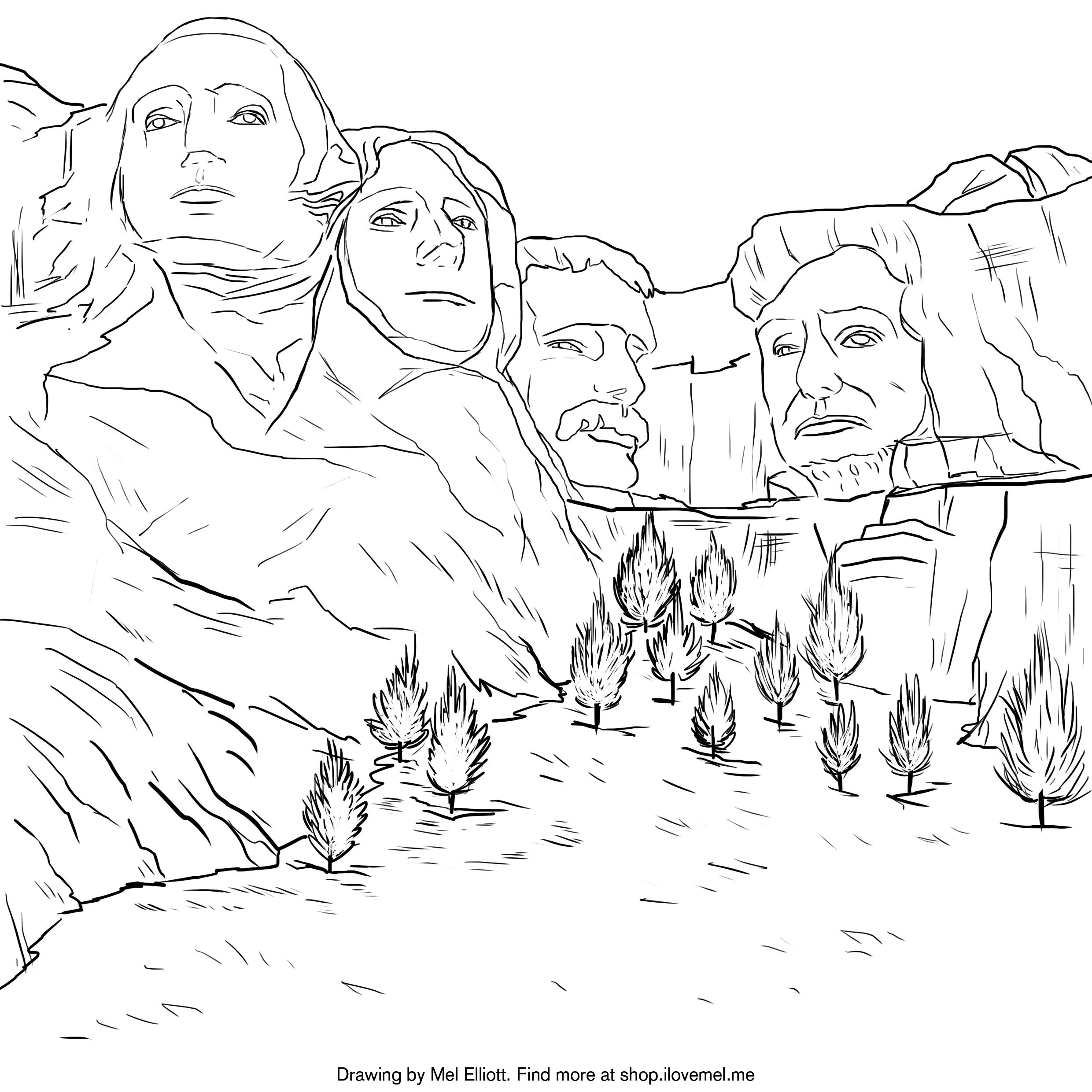 2480x2480 Mount Rushmore Coloring Page I Love Mel Fine Thebarnyard