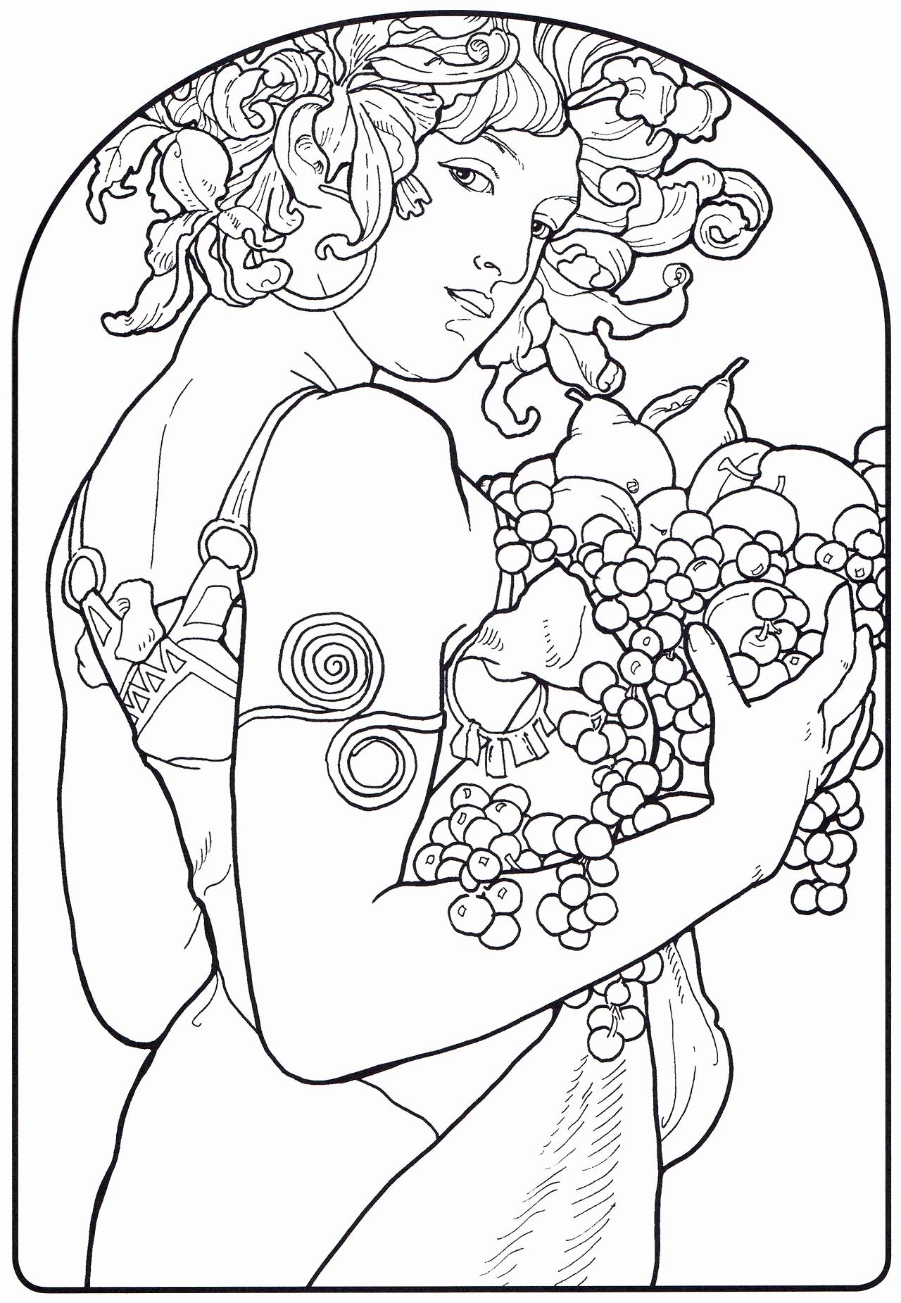 1280x1851 Coloring Pages Of Witches New Alphonse Mucha Line Art Alphonse