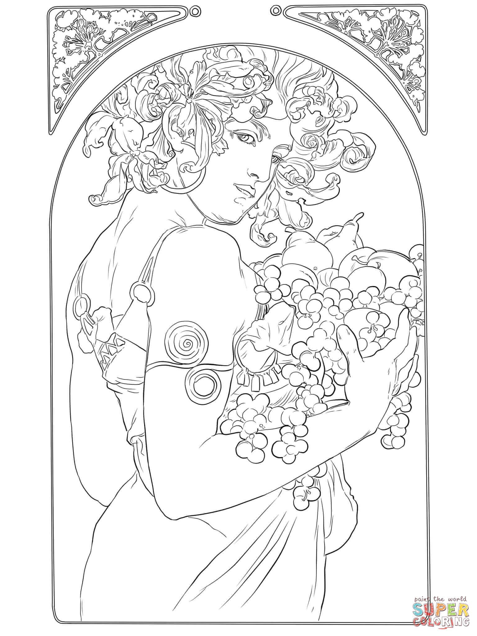1536x2048 Alphonse Mucha Coloring Pages Art Nouveau Coloring Book Online Art