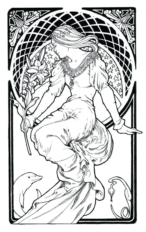 502x795 Alphonse Mucha Coloring Pages Endearing Alphonse Mucha Coloring
