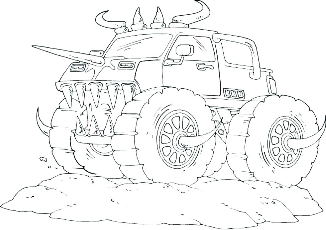 1043x737 Free Monster Truck Coloring Pages To Print Monster Truck Colori