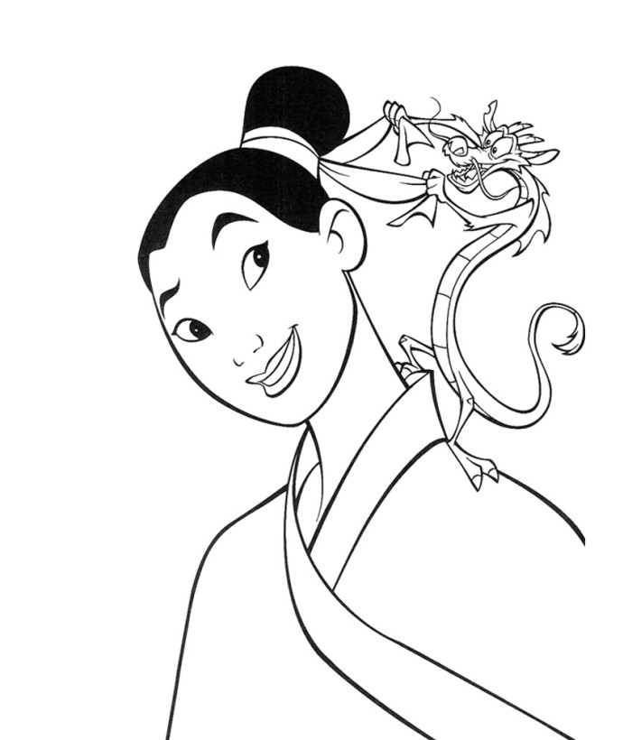 700x820 Mulan Coloring Page Disney Y Blank Pattern ~ Mulan Disney