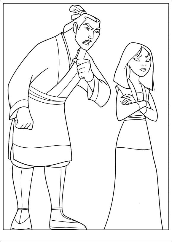 580x816 Mulan With Shang Hostile Coloring Pages Drawing