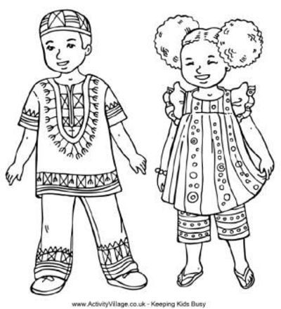 400x441 Children From Around The World Colouring Pages Preschool Items