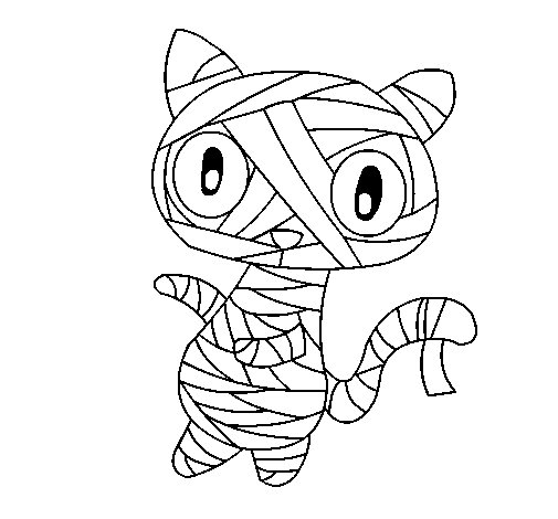 505x470 Doodle The Cat Mummy Coloring Page