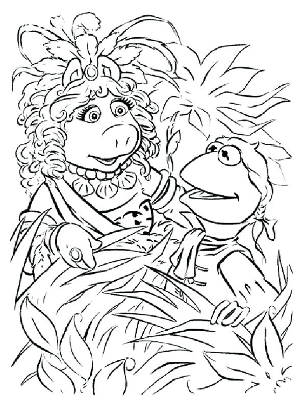 600x823 Muppets Coloring Pages And Miss Piggy Hiding Behind Plant In