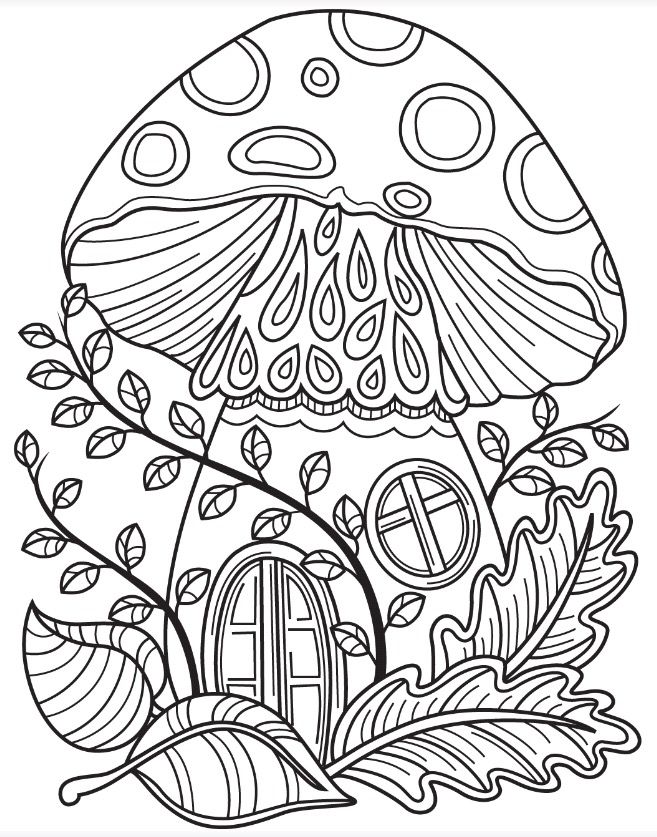 657x837 Fairy Mushroom House In The Garden Forest Coloring Page Colorish