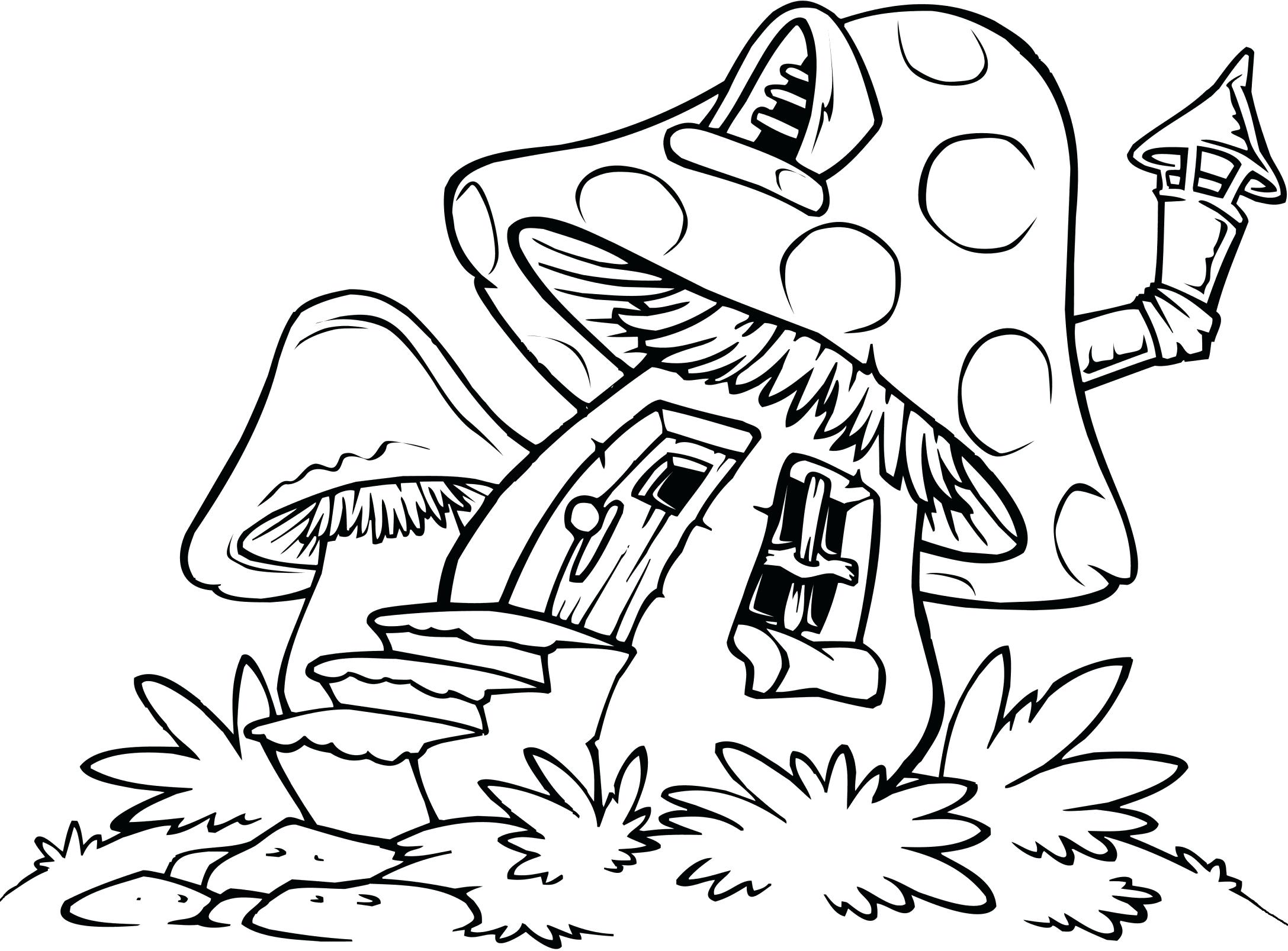 2175x1607 Mushroom House Coloring Page Pages Pic Print Maze Game Kids