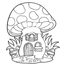 230x230 Mushroom House Coloring Page