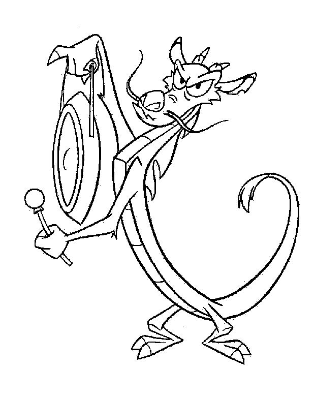 618x785 Mushu Beating The Bell Mulan Coloring Pages Craft