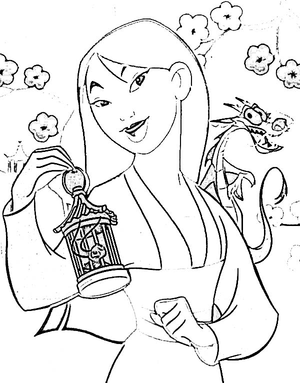 600x766 Mulan, Mushu And Cri Kee Coloring Page