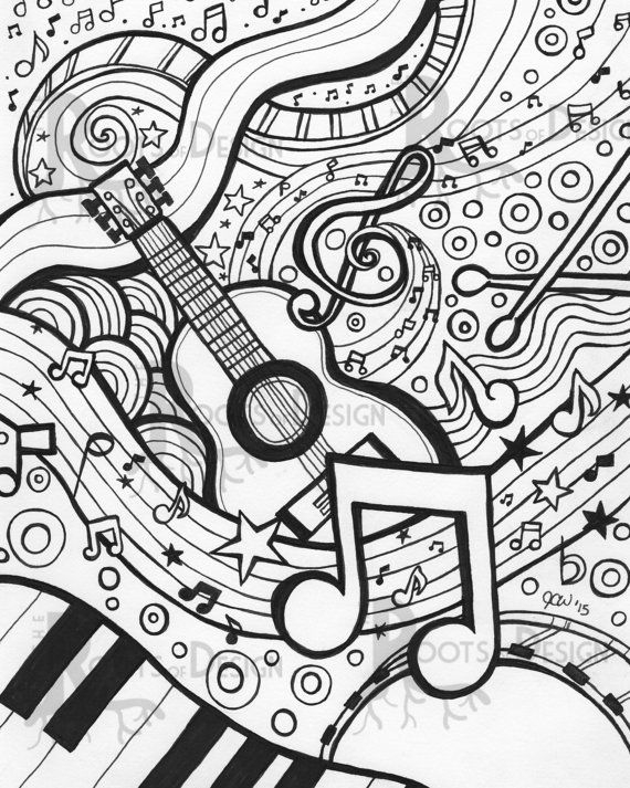 570x713 Free Music Coloring Pages Printable Mesmerizing Adult Coloring
