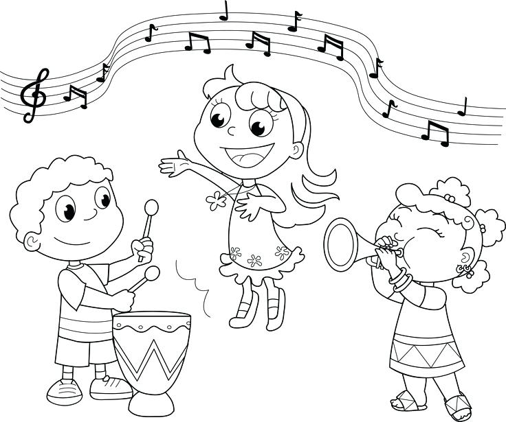 736x615 Music Coloring Pages Printable 1 Page Free Sheets