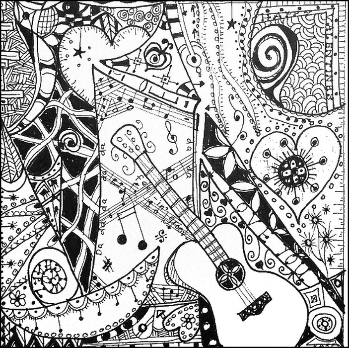 703x700 Adult Coloring Page Music I Like The Guitar! 7