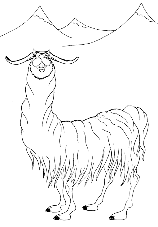 510x734 Cartoon Llamas And Mountains Coloring Page Printables Llamas